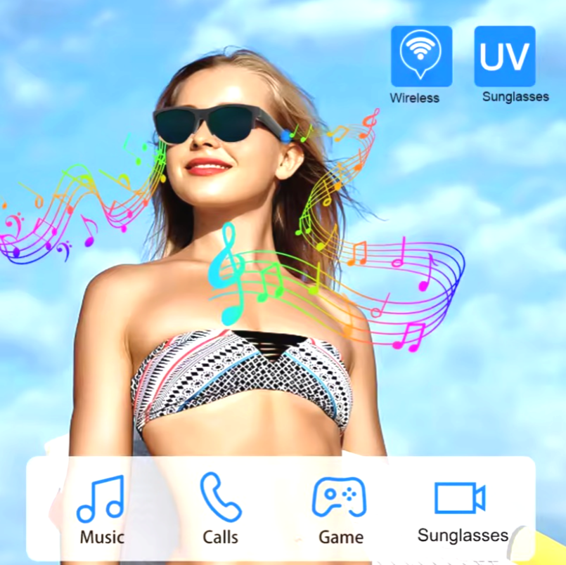 Lentes de sol Bluetooth, escucha música y contesta llamados con un toque.